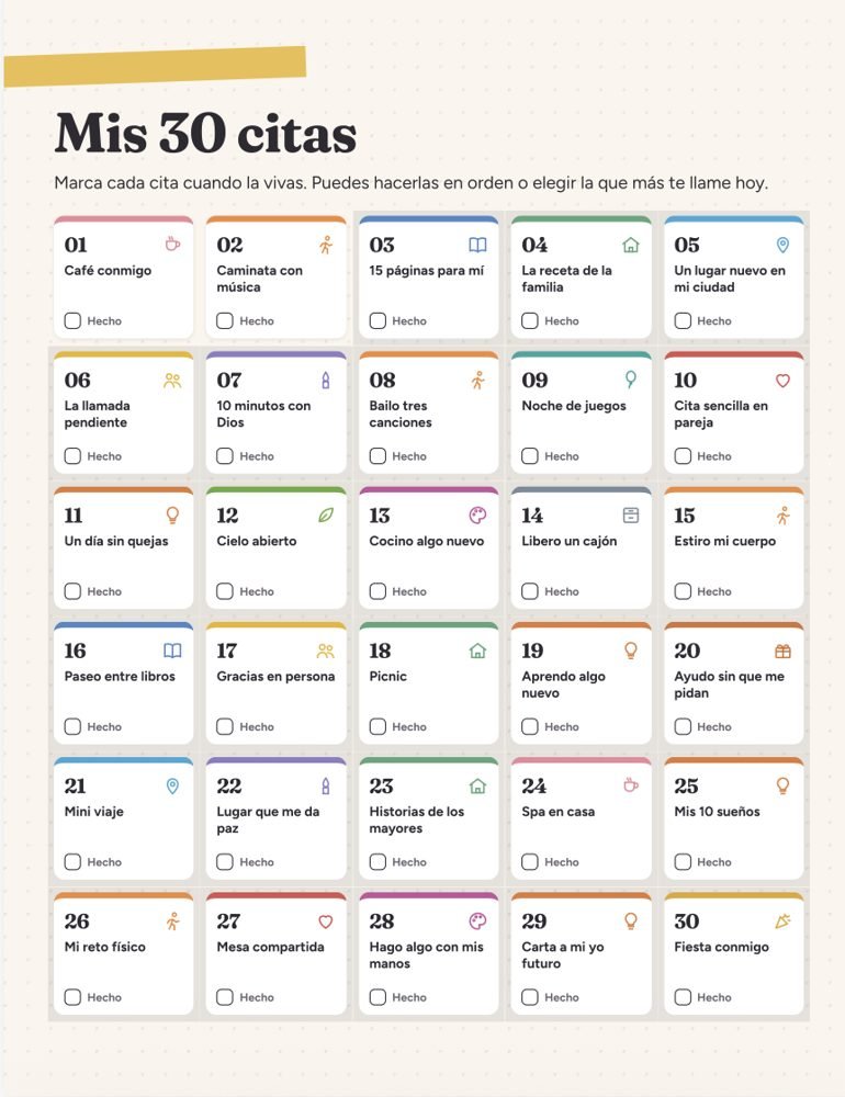 Página interior de Cita conmigo mismo